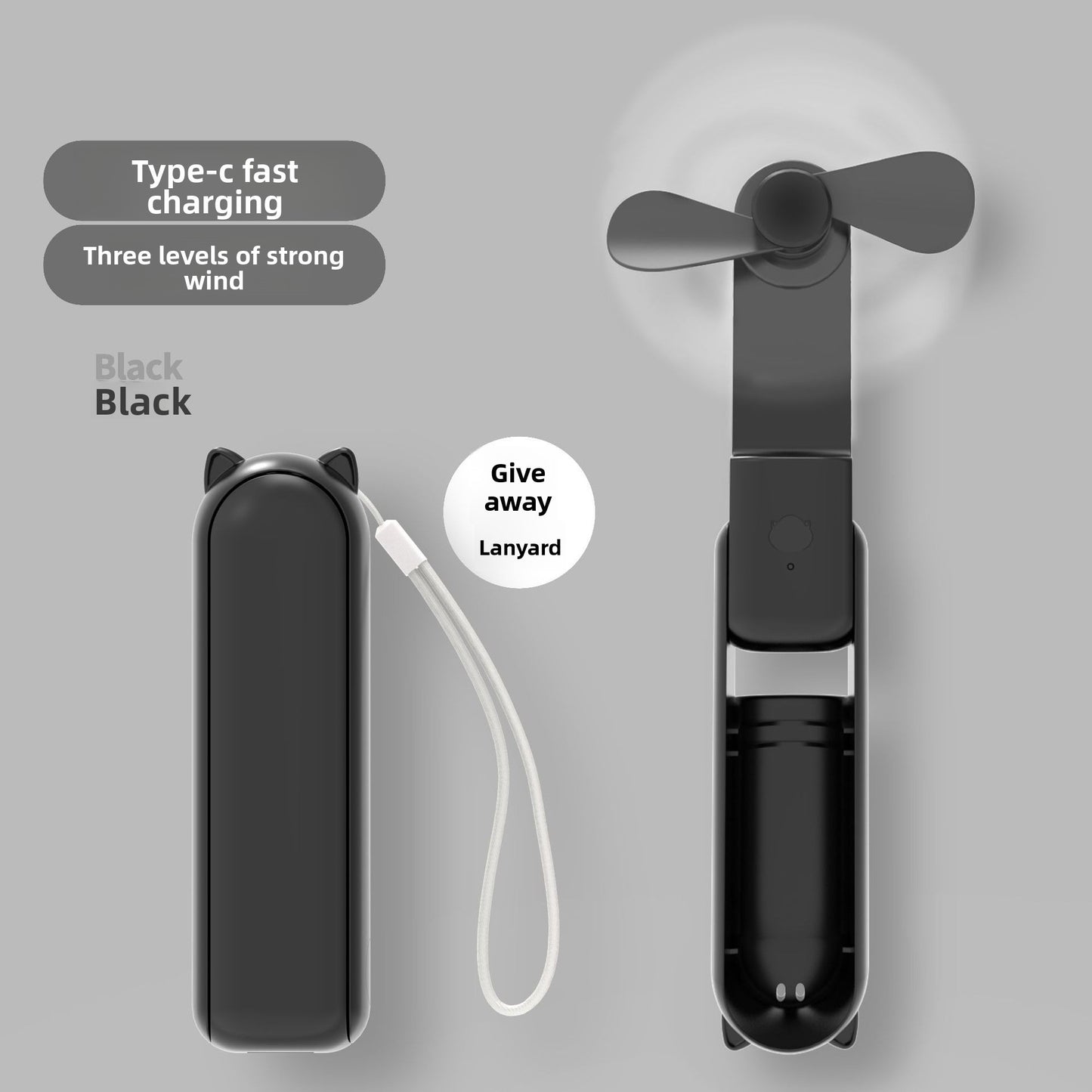 Ventilateur portable pliable a main avec power bank