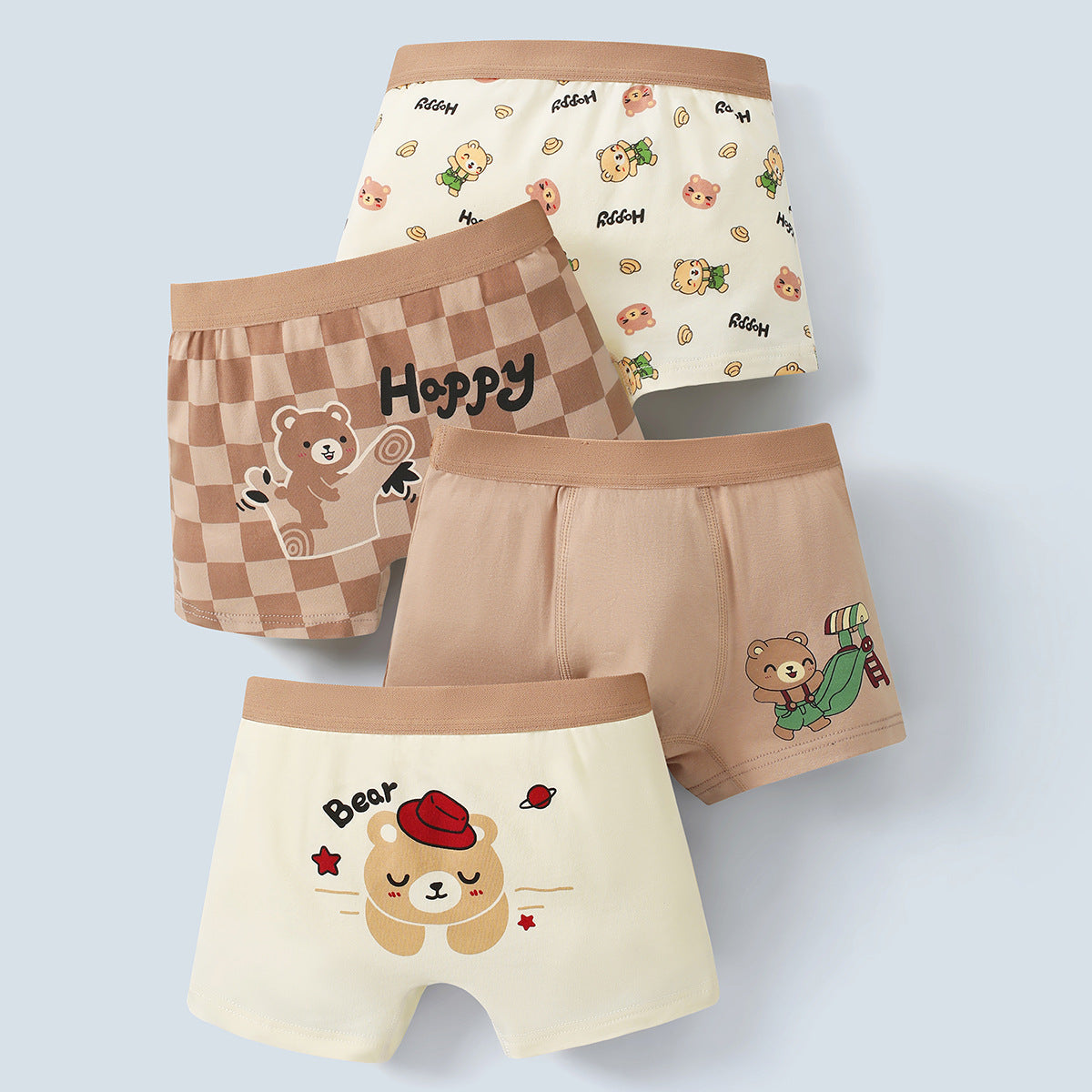 Boxers en coton pour garçons, sous-vêtements sans coutures