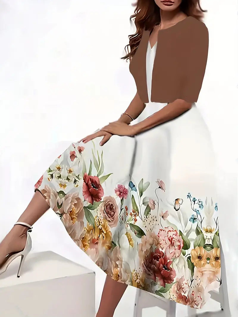 Ensemble de robe deux-pièces pour femmes à imprimé floral