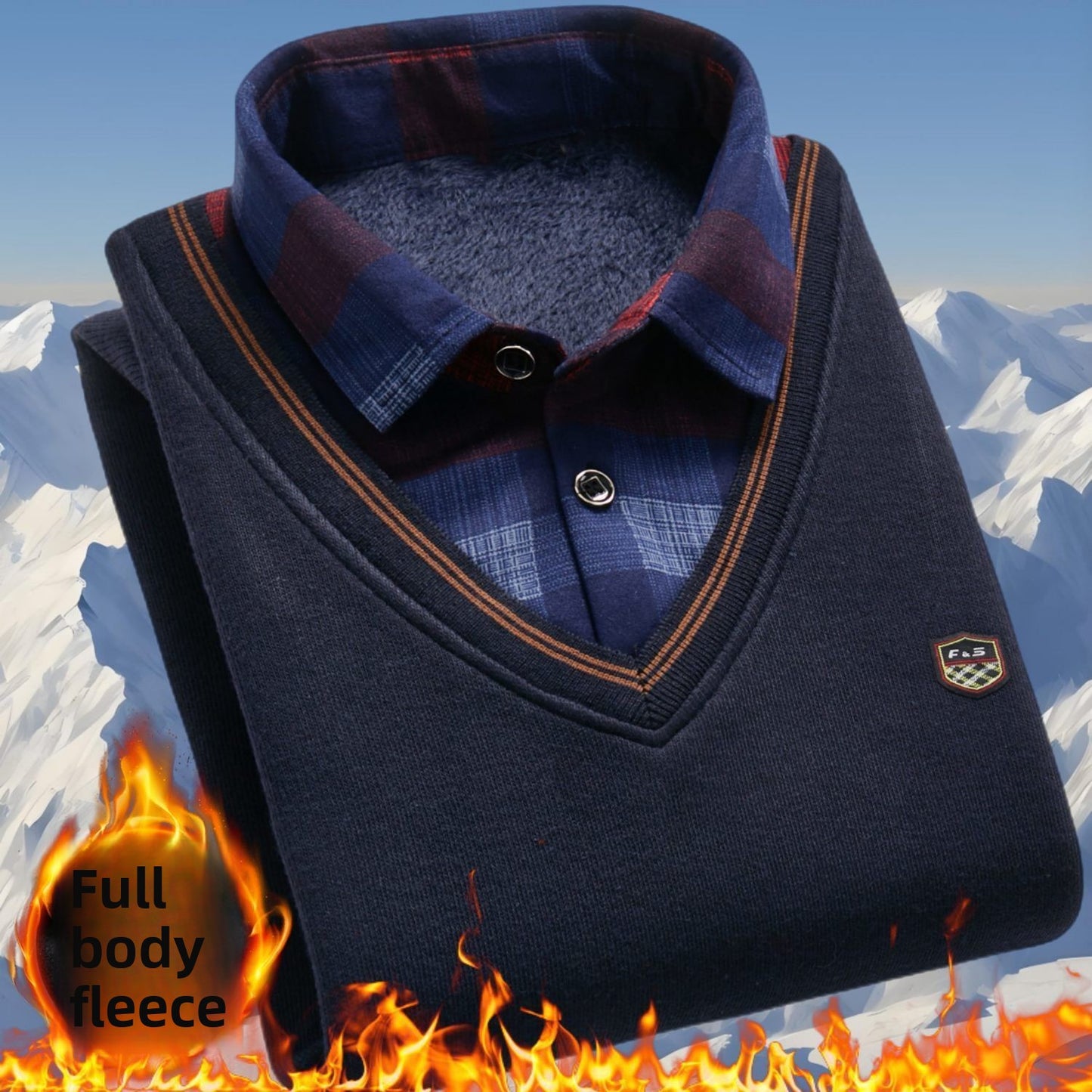 Pull polaire d'hiver en maille - faux deux pièces