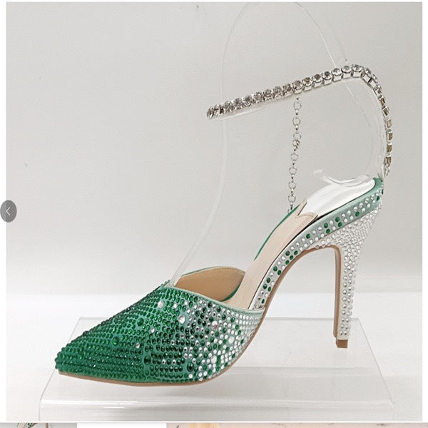Chaussures de soirée à talons aiguilles en cristal pour femmes