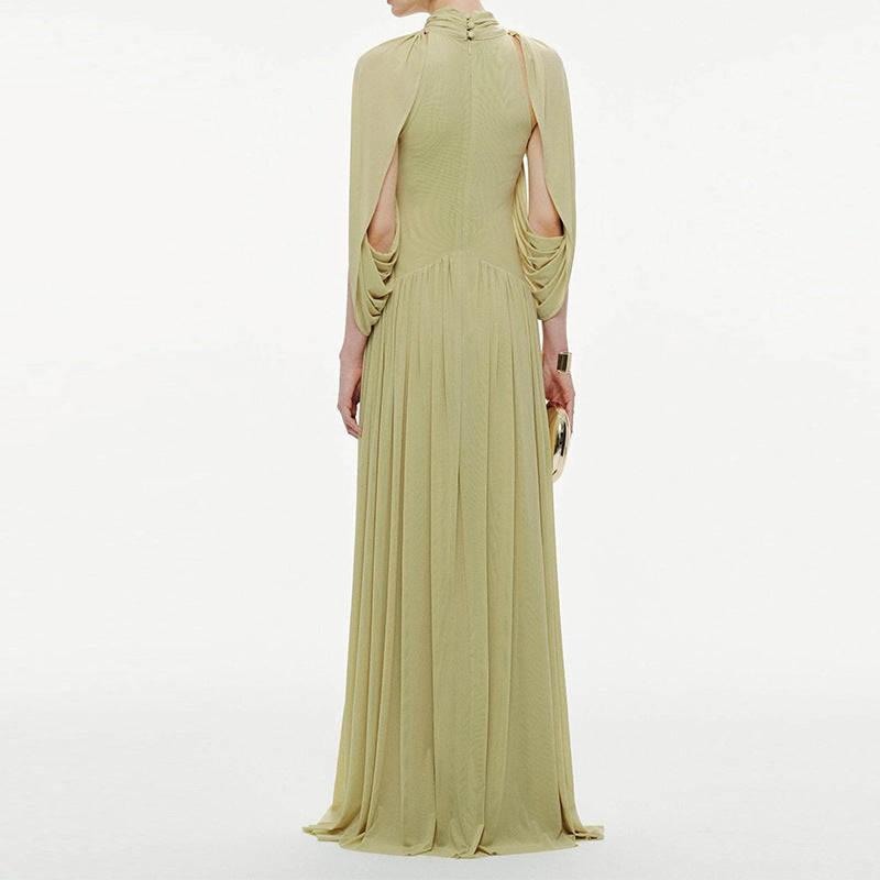 Robe longue en chiffon plissée élégante
