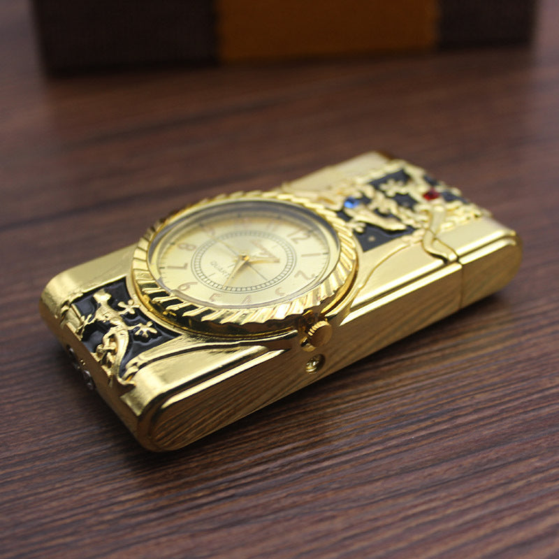 Briquet montre en métal créatif avec lumière LED