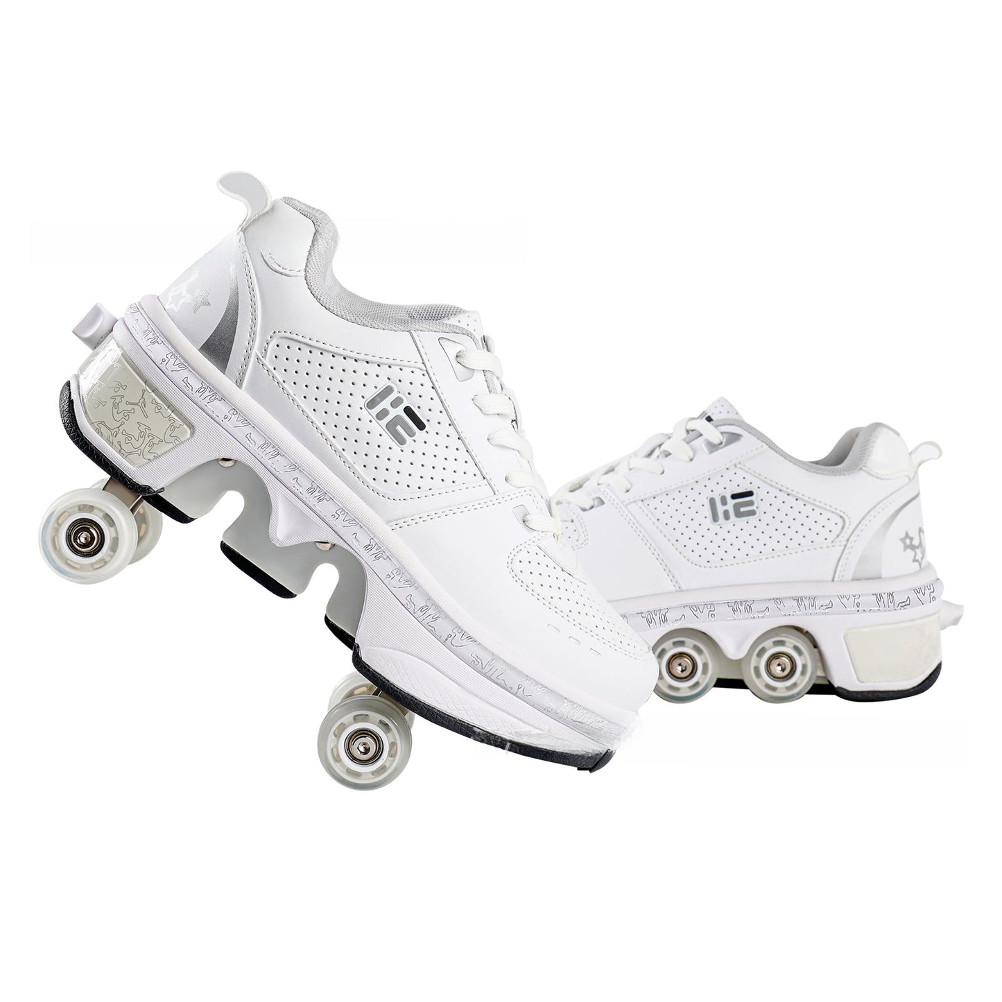 Chaussures de patin à roulettes transformables avec lumières LED