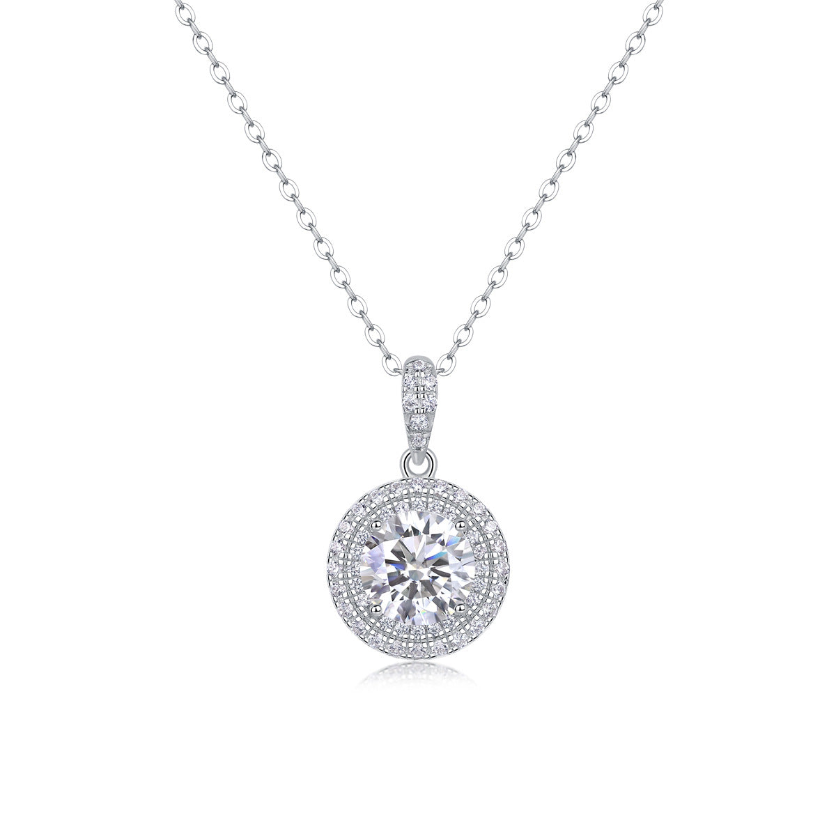 Collier pendentif géométrique en moissanite et argent sterling