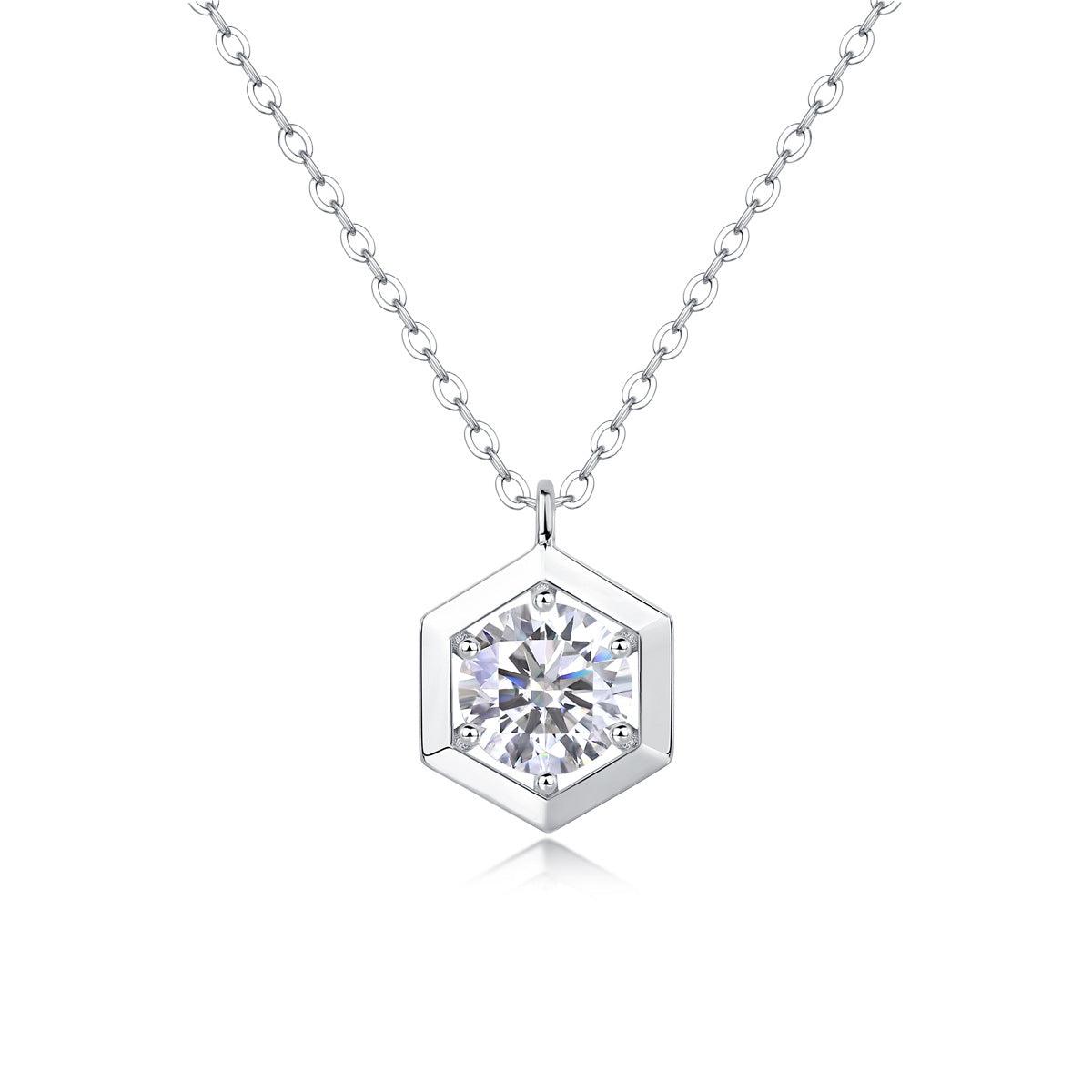 Collier pendentif géométrique en moissanite et argent sterling