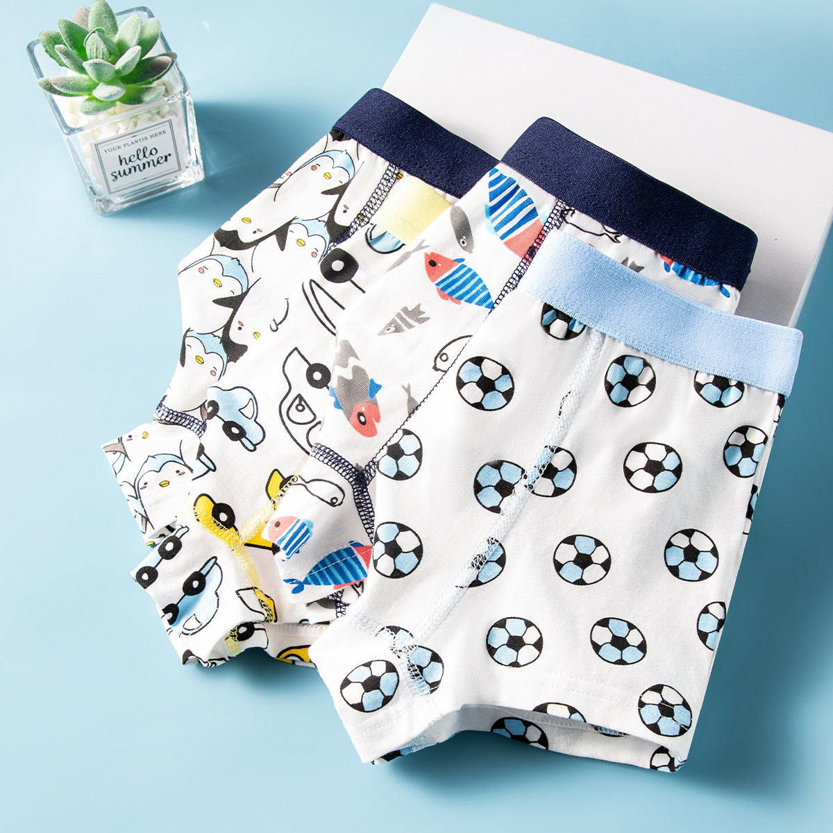 Boxers en coton pour garçons, sous-vêtements sans coutures