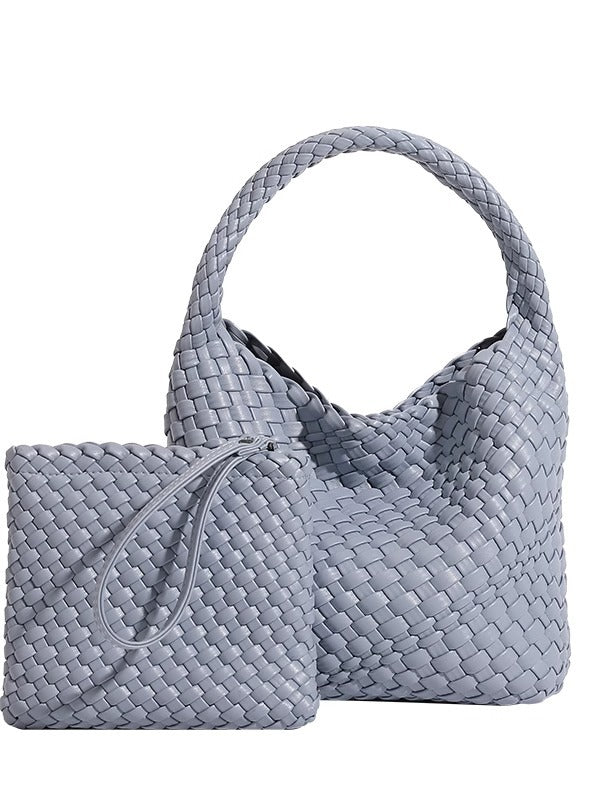 Sac fourre-tout bandoulière en cuir PU tissé