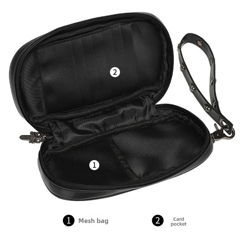Sacoche de téléphone style punk pour homme avec emplacements pour cartes