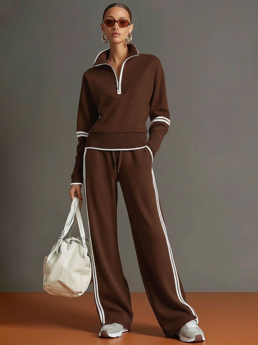 Ensemble de survêtement pour femmes à pantalon large avec cordon de tirage