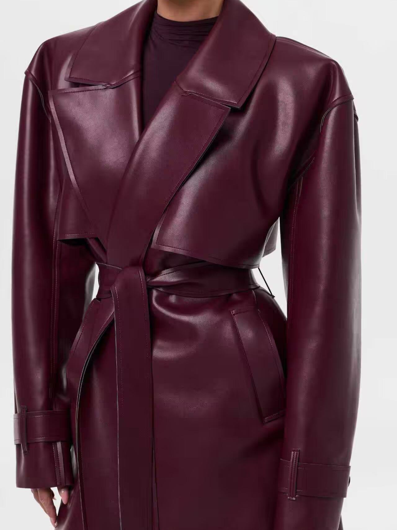 Manteau long rétro américain avec ceinture