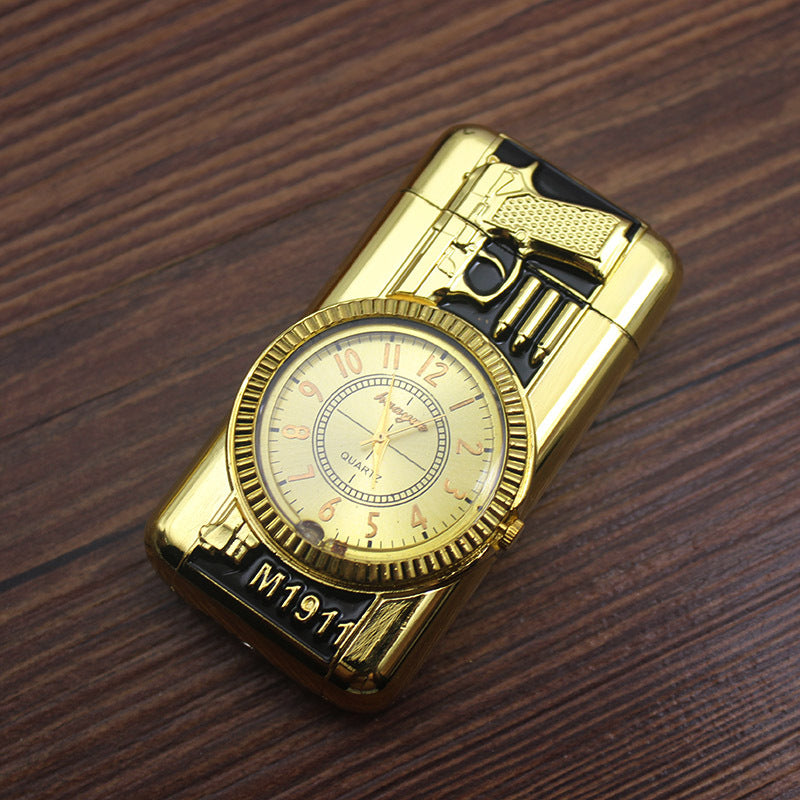 Briquet montre en métal créatif avec lumière LED