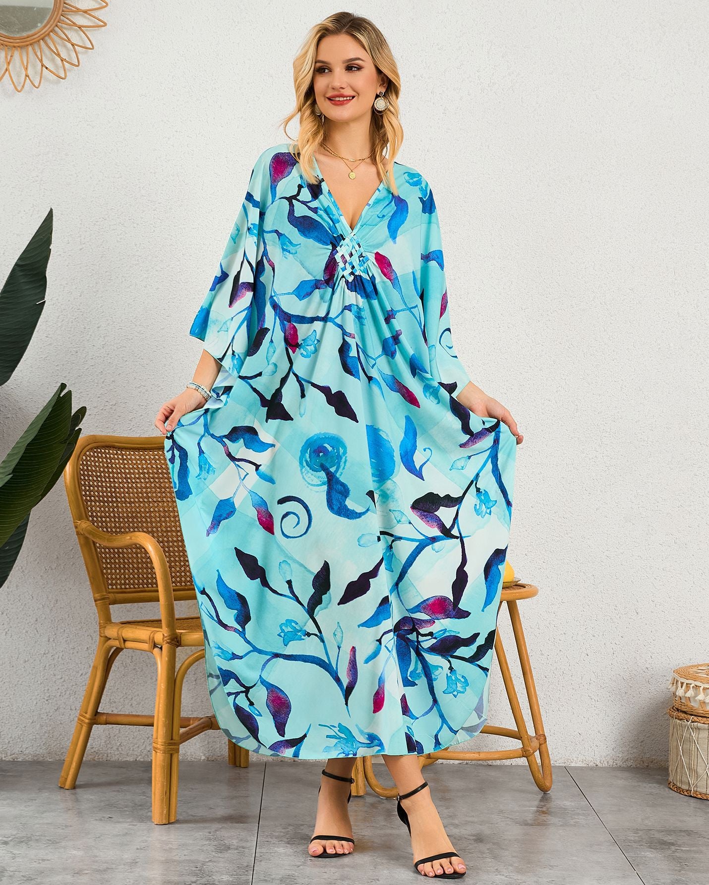 Robe de plage à encolure en V tissée
