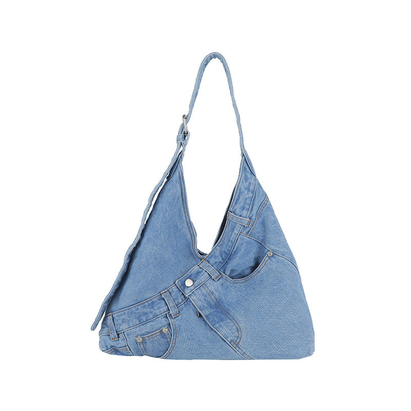 Sac cabas en toile denim avec bandoulière