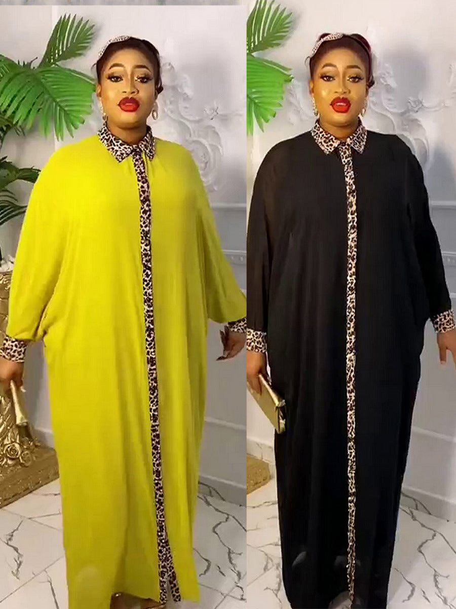 Robe ample à imprimé léopard et strass