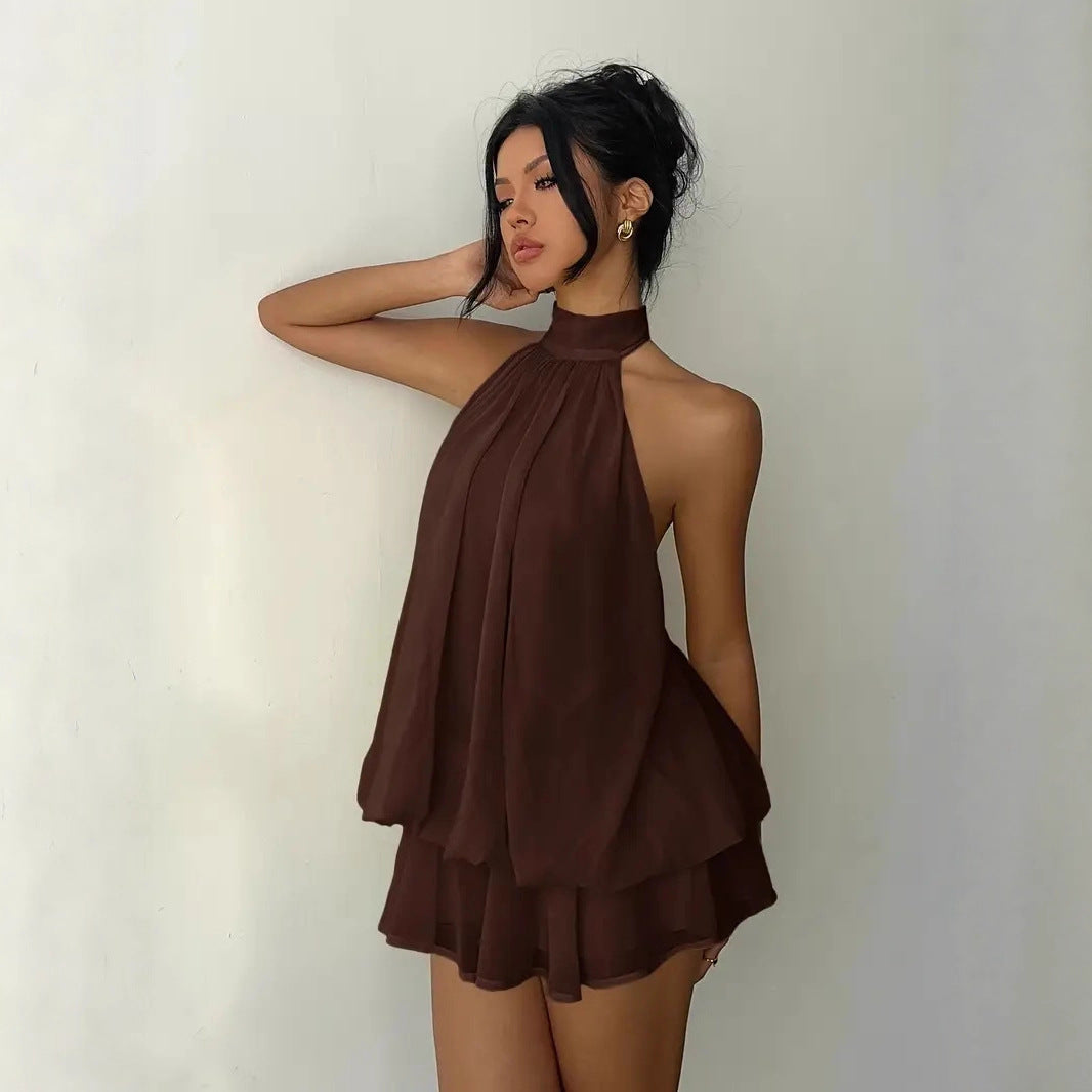 Robe femme à encolure américaine, taille haute, coupe A