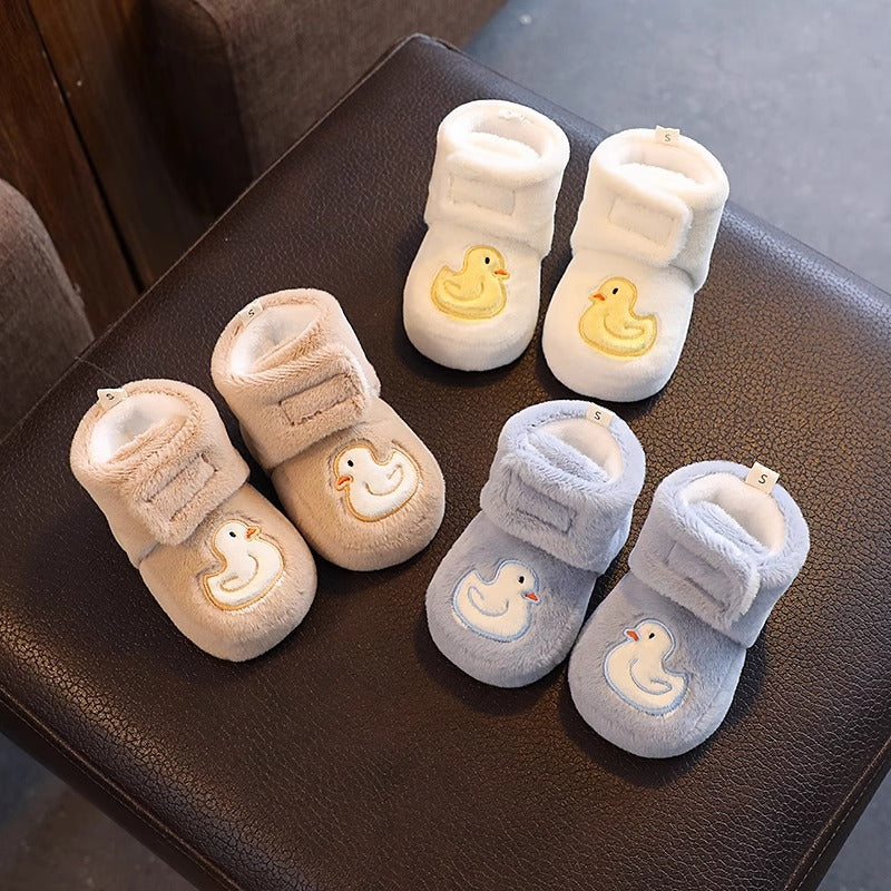 Chaussures pour bébé à semelle souple et doublure polaire