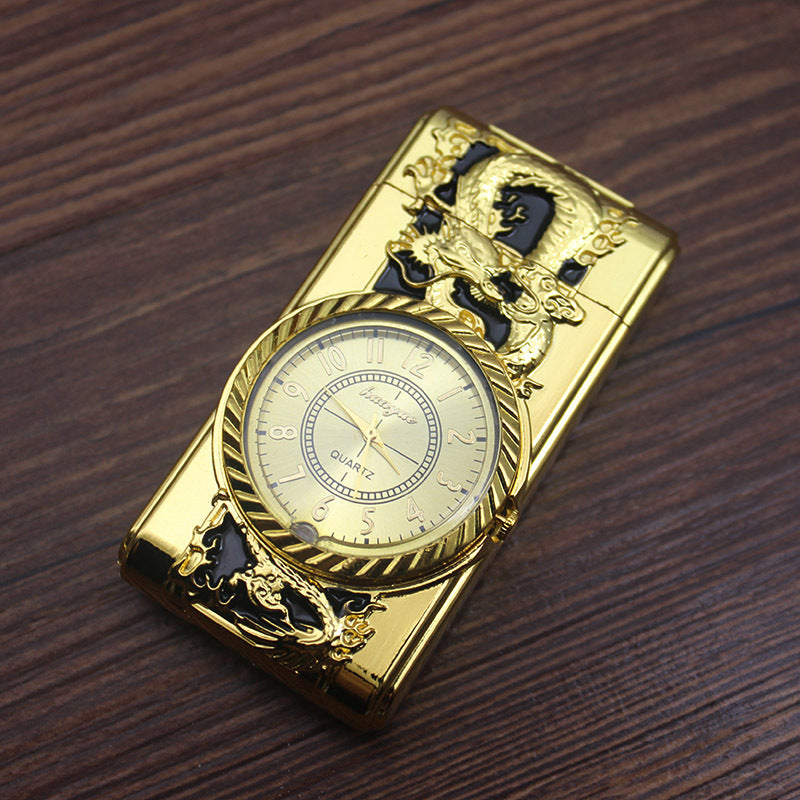 Briquet montre en métal créatif avec lumière LED