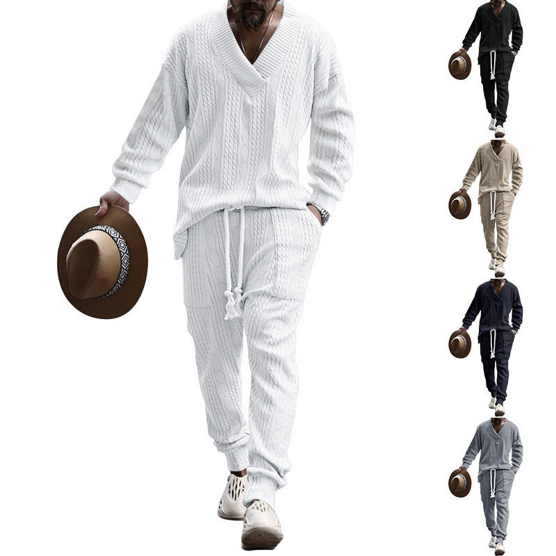 Costume décontracté pour hommes en maille jacquard