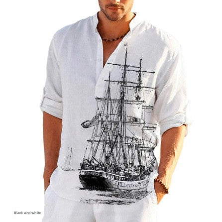 Chemise d'été à col montant imprimée