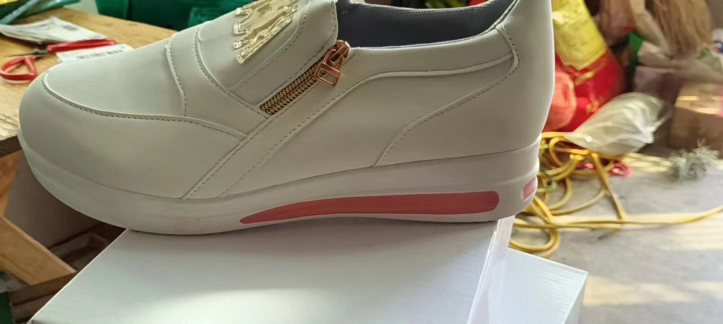 Chaussures décontractées pour femmes, grandes tailles, avec fermeture éclair latérale