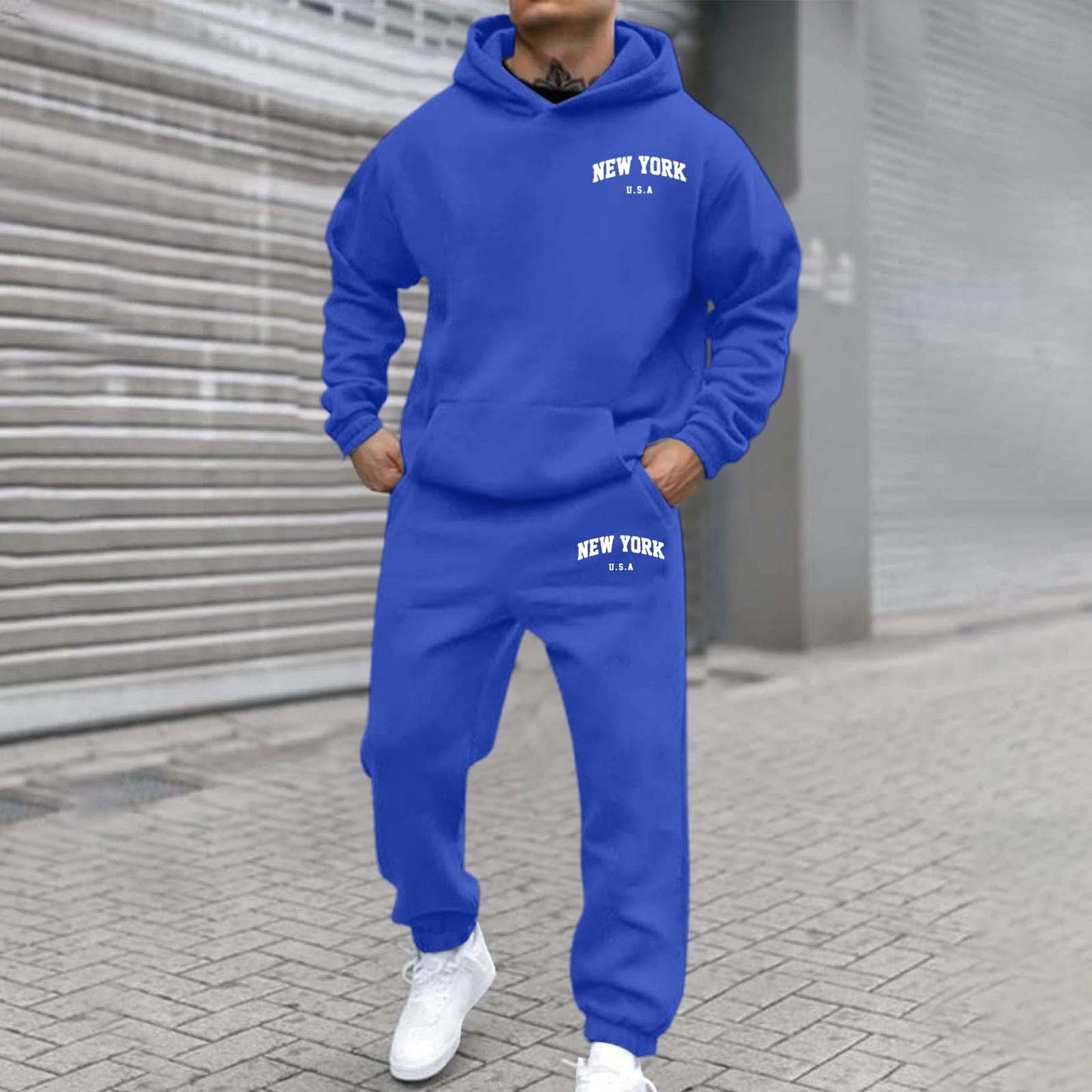 Habit :Sweat-shirt a capuche imprime en velours et pantalon de survetement