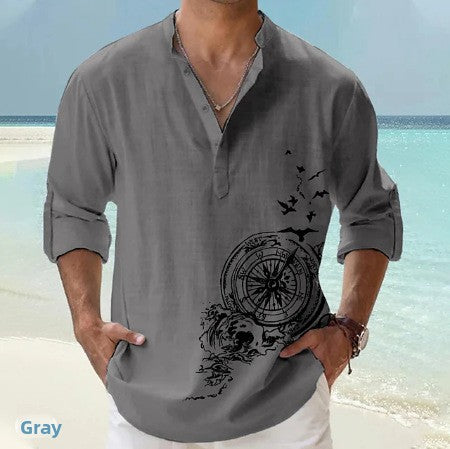 Chemise d'été à col montant imprimée