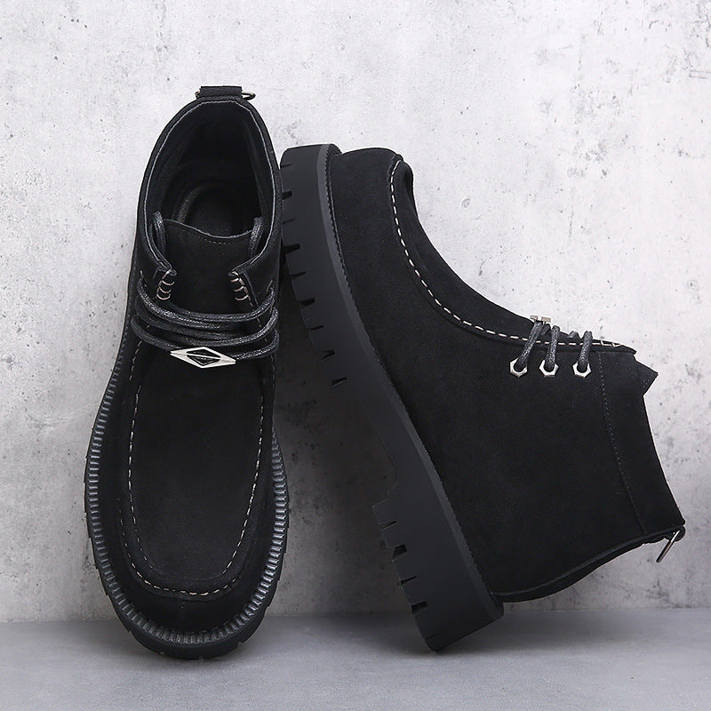 Bottes rétro pour hommes Martin en cuir véritable à plateforme