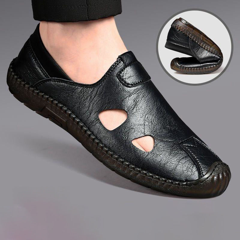 Chaussures de conduite décontractées en cuir respirant pour hommes