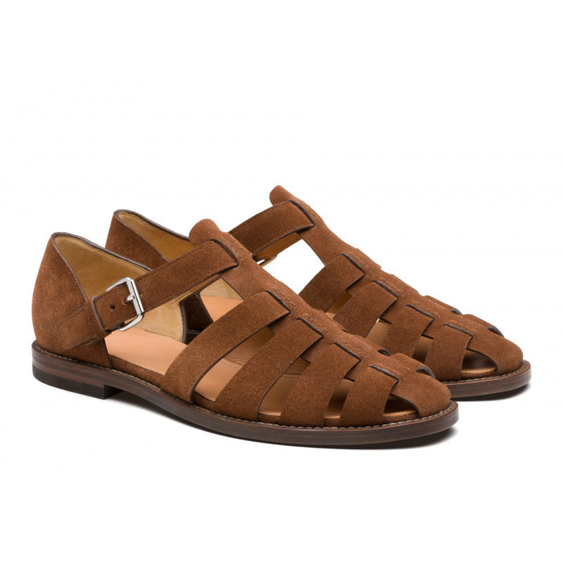 Sandales pour hommes en cuir respirant avec boucle