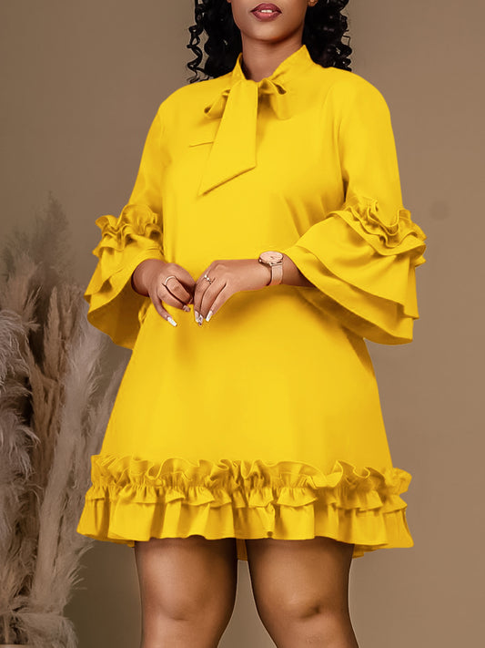 Habit :Robe ample à manches à volants pour femme