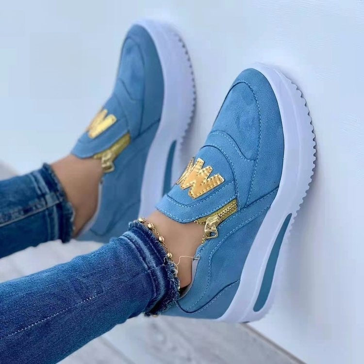 Chaussures décontractées pour femmes, grandes tailles, avec fermeture éclair latérale