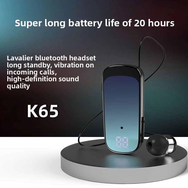 Écouteur Bluetooth rétractable à clip avec affichage numérique