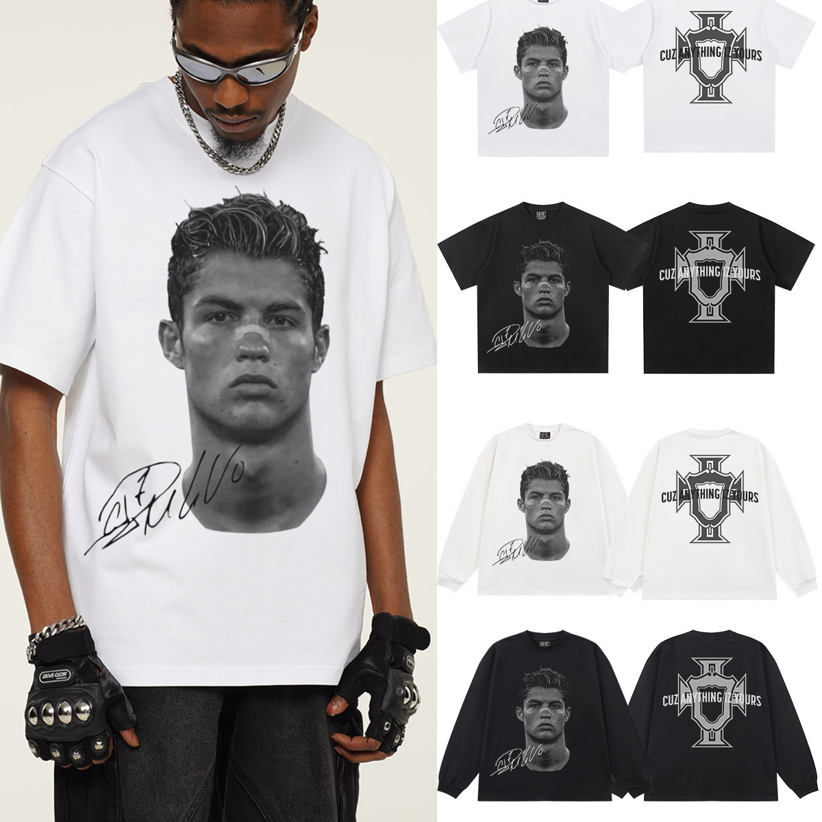 T-shirt en coton imprimé football vintage