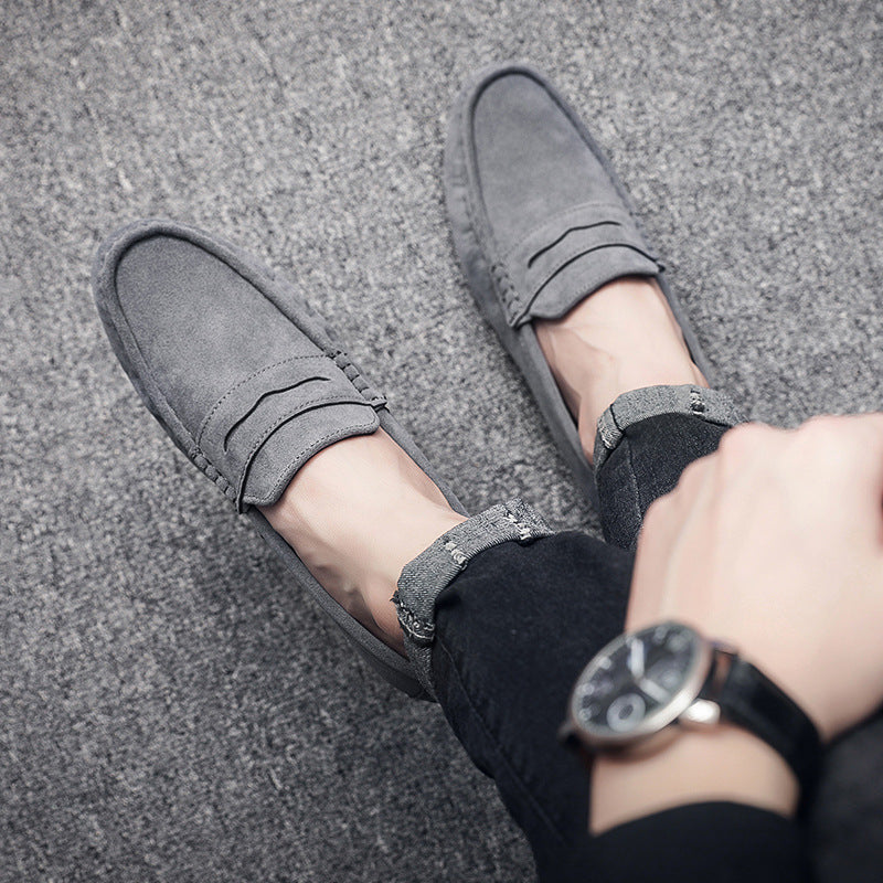 Chaussures décontractées en daim style britannique pour hommes à enfiler