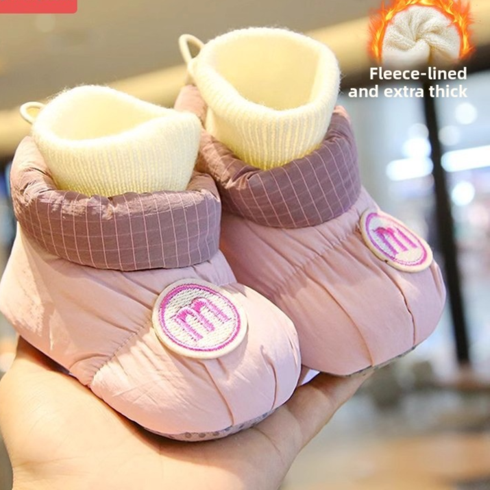 Chaussures pour bébé à semelle souple et doublure polaire