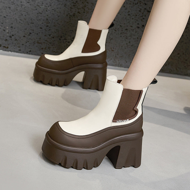 Bottes Martin à semelle épaisse style britannique pour femmes