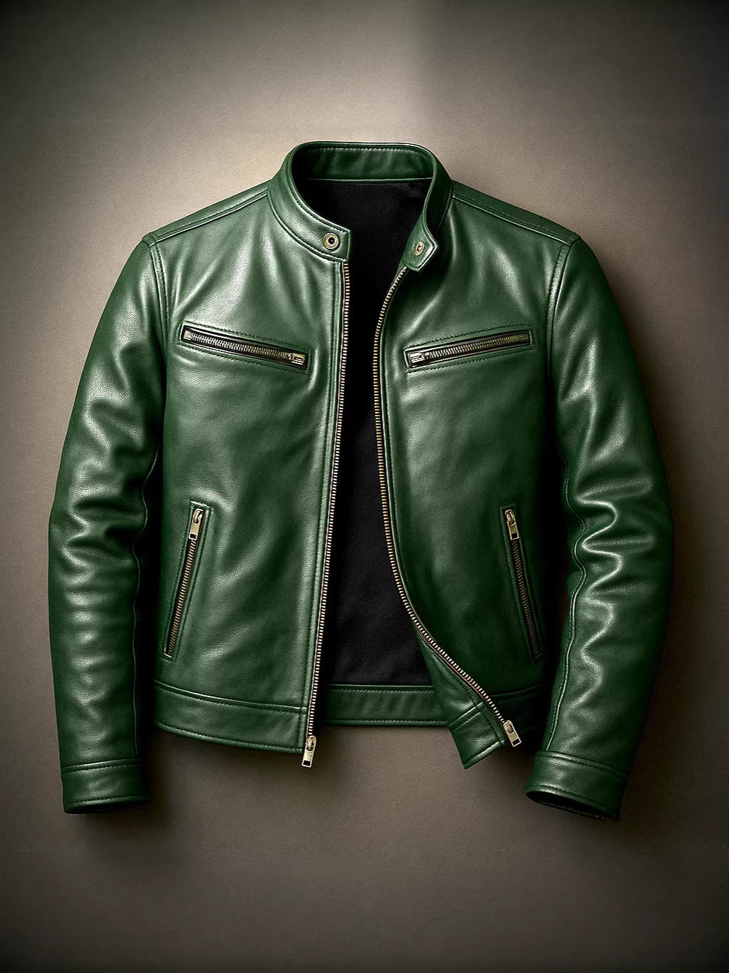 Veste Homme en Cuir PU à Col Montant