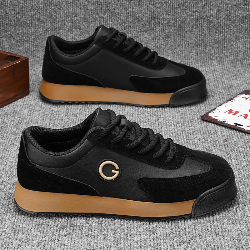 Chaussures décontractées en cuir à semelle épaisse