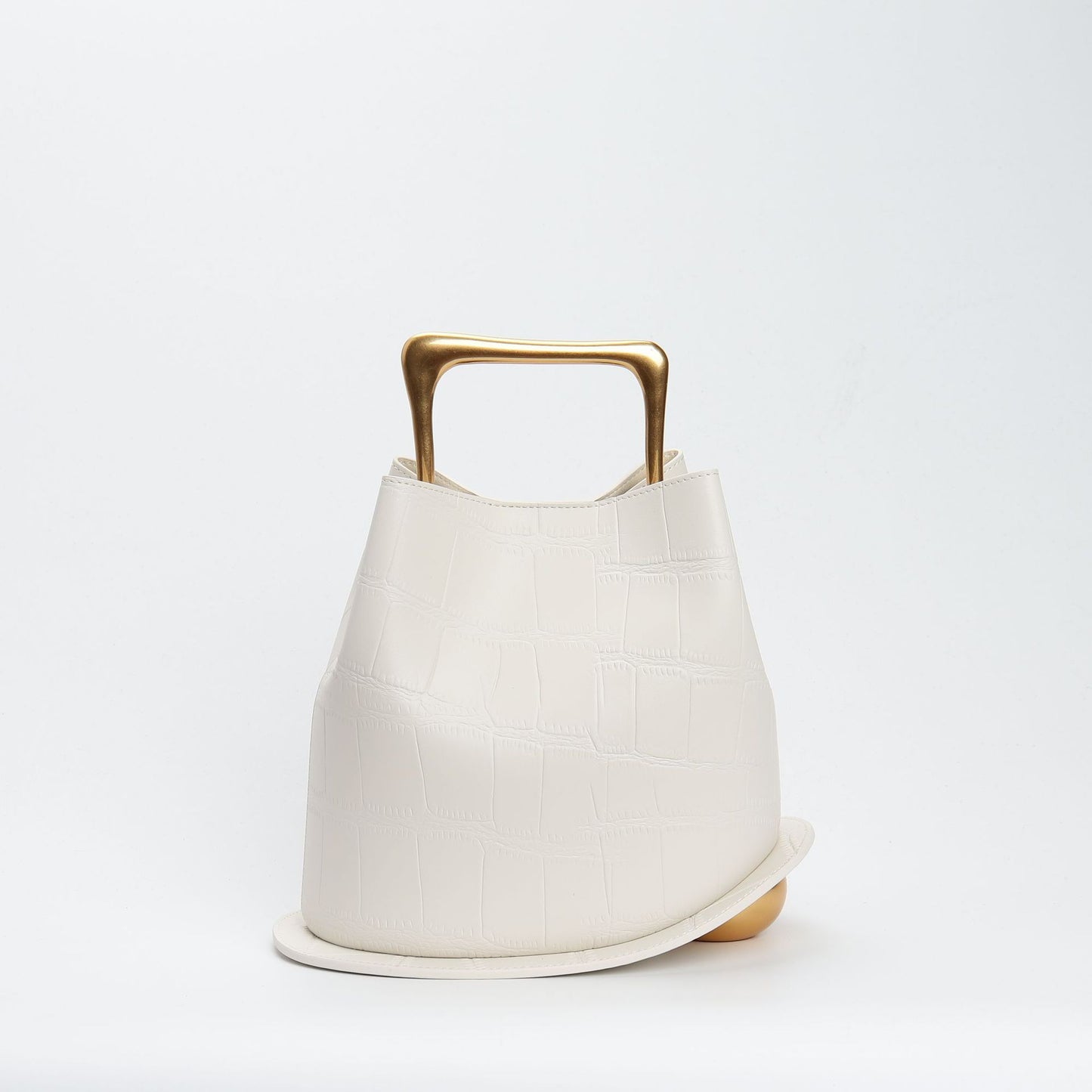 Sac seau en cuir véritable avec bandoulière réglable