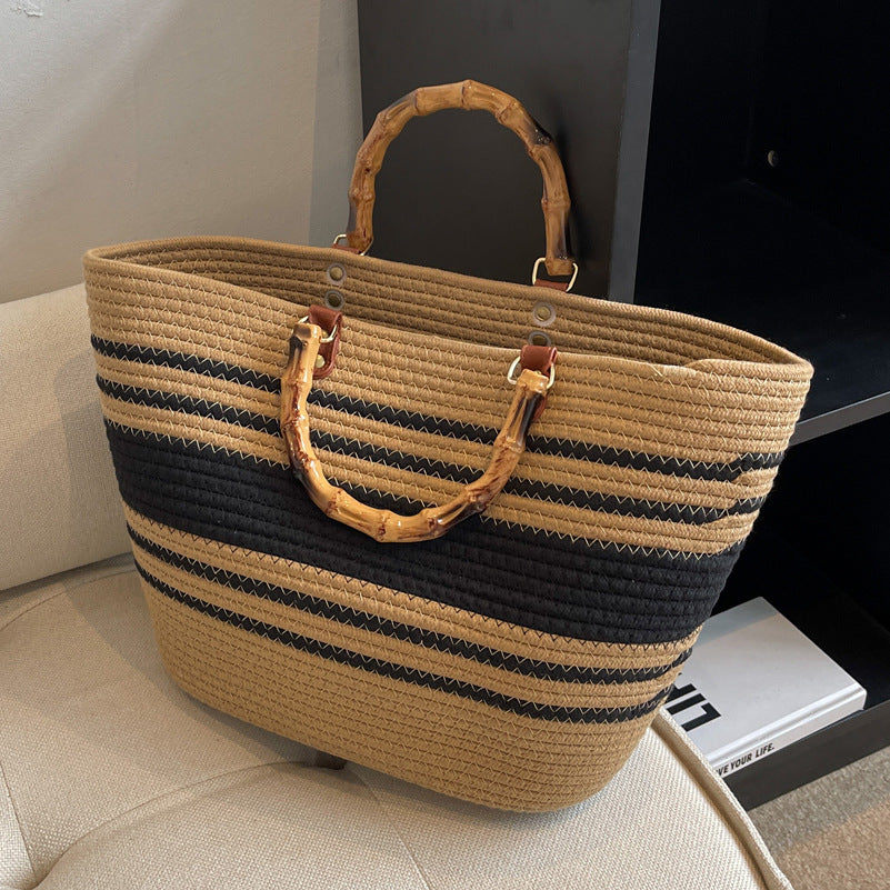 Sac cabas en paille tressée
