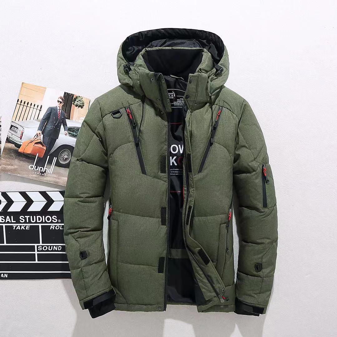 Veste courte d'hiver pour hommes en duvet, décontractée, d'extérieur, épaissie, à capuche