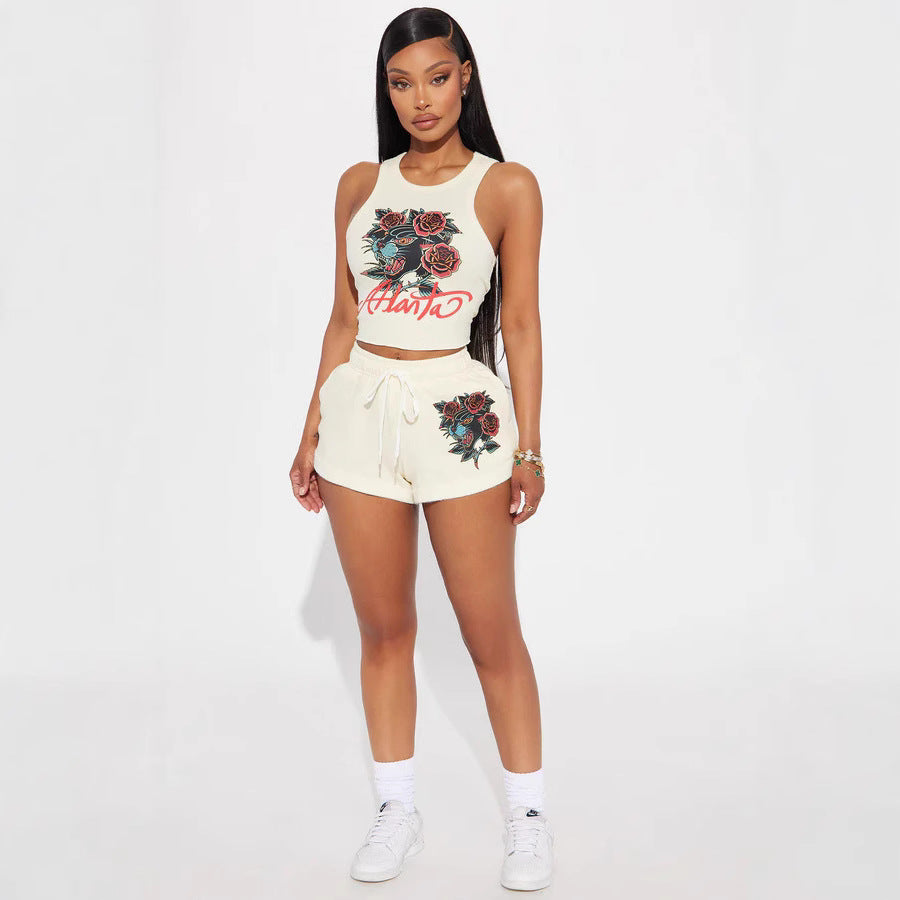 Ensemble gilet et short imprimés