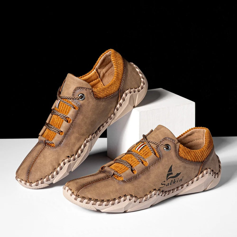 Chaussures décontractées en cuir à lacets pour hommes