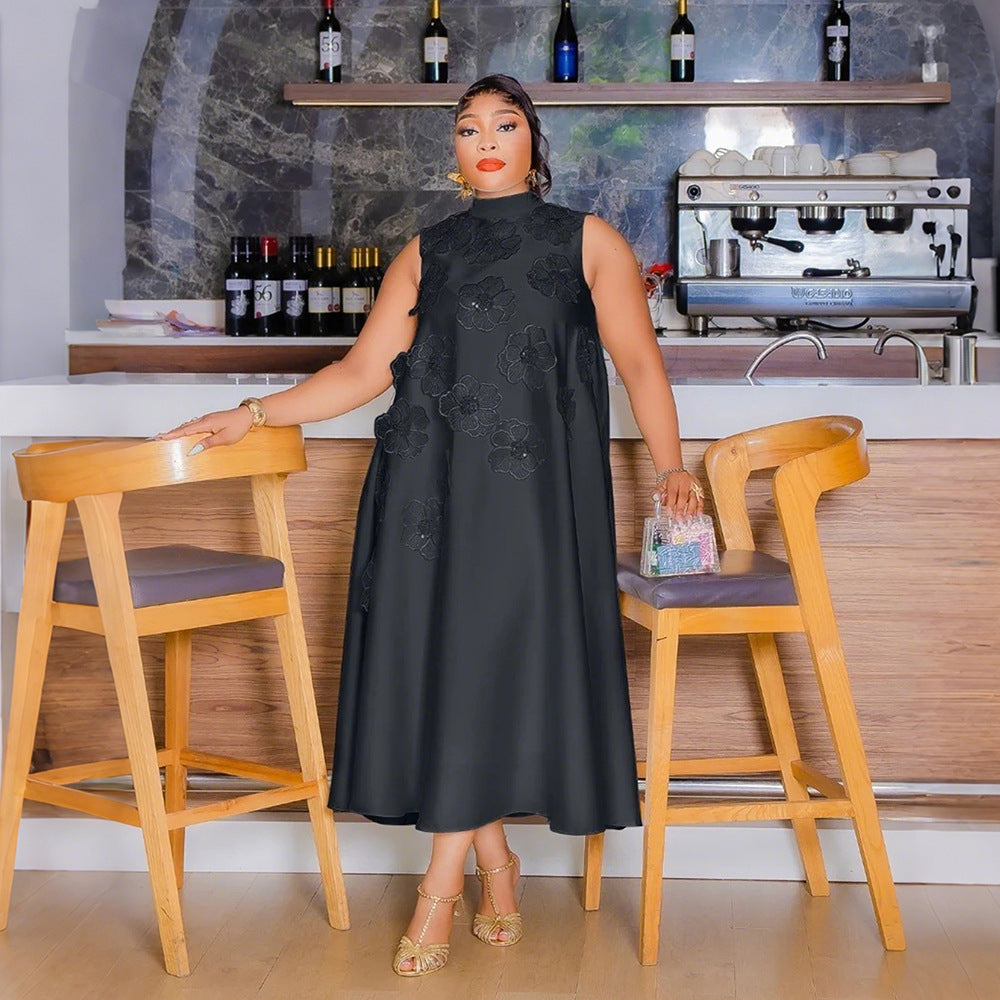 Habit :Robe longue ample sans manches à col rond pour femme