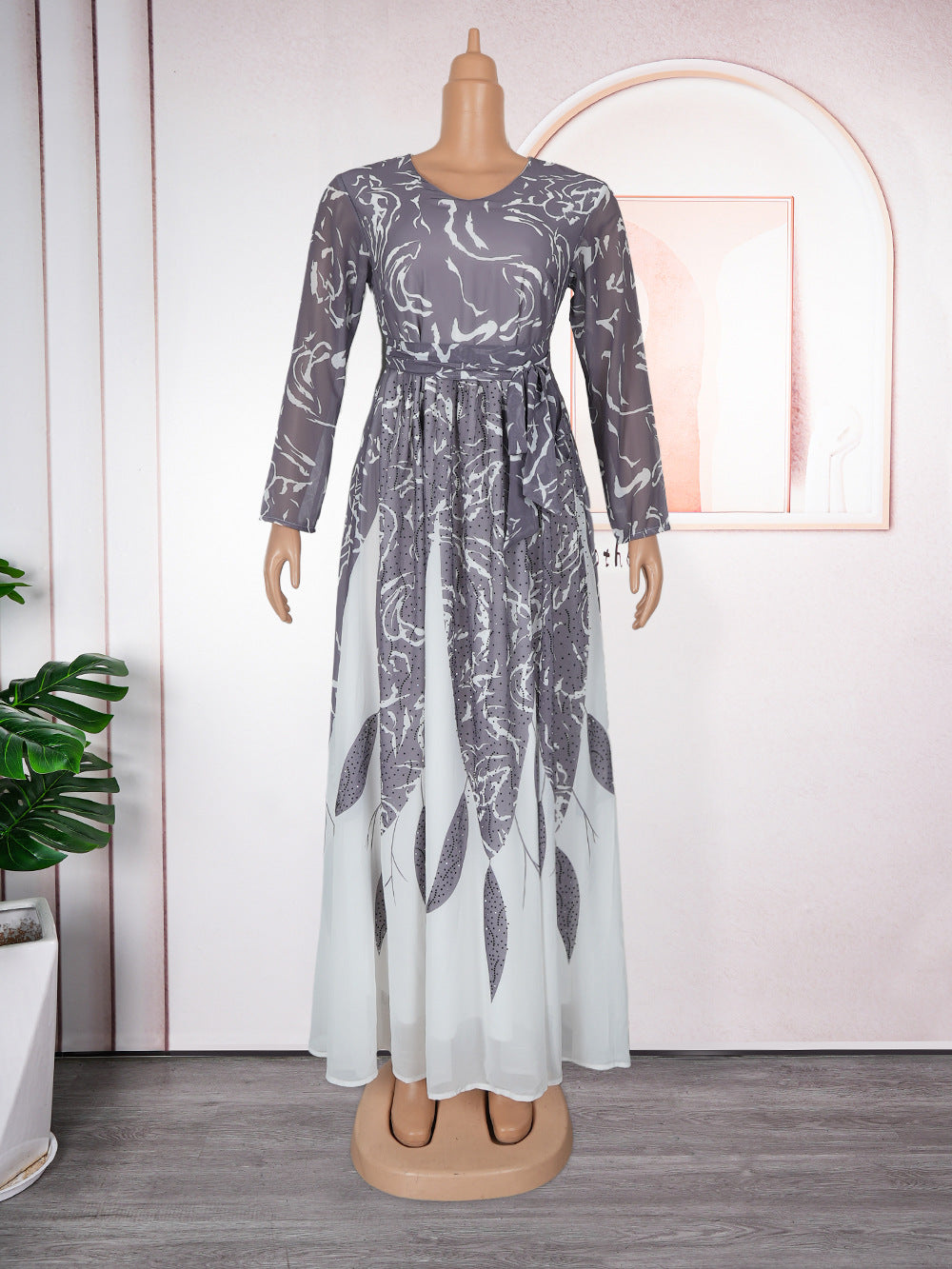 robe longue en mousseline imprimée