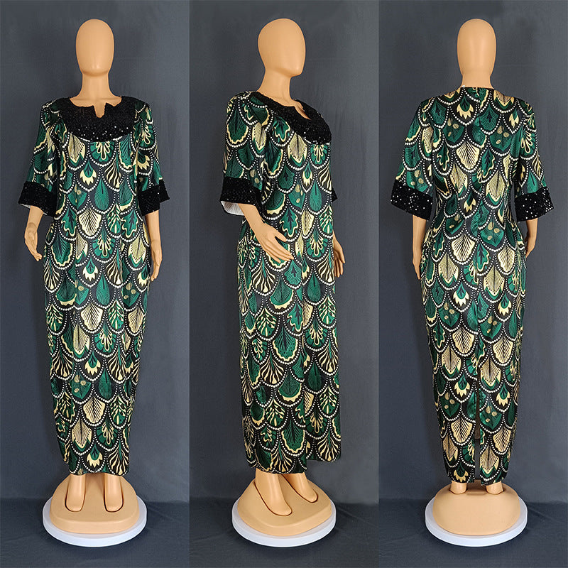 Habit :Robe longue en satin à sequins