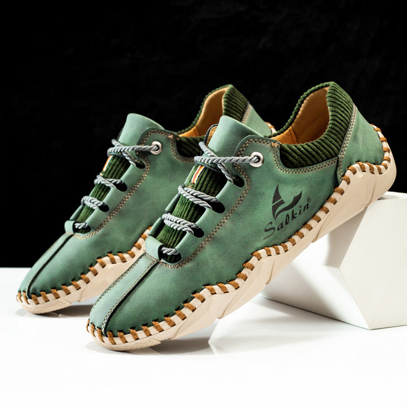 Chaussures décontractées en cuir à lacets pour hommes