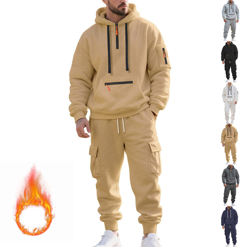 Ensemble de vêtements de sport décontracté ample doublé en polaire grande taille