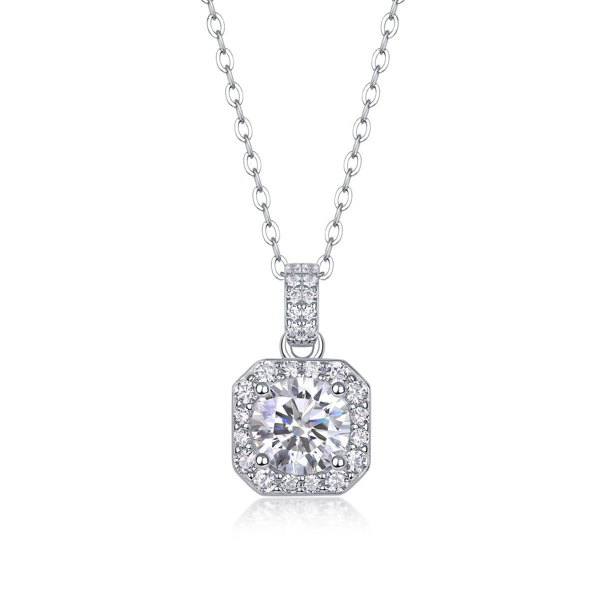 Collier pendentif géométrique en moissanite et argent sterling